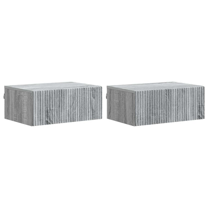 vidaXL Wall-Mounted Bedside Cabinet 2 pcs Grey Sonoma Engineered Wood