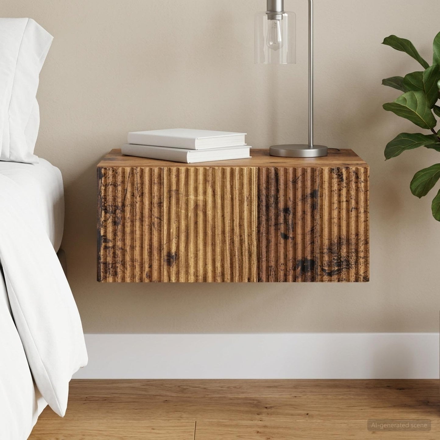 vidaXL Wall-Mounted Bedside Cabinet Old Wood 49 x 34.5 x 20 cm