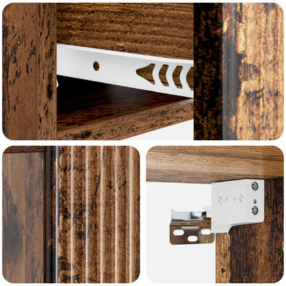 vidaXL Wall-Mounted Bedside Cabinet 2 pcs Old Wood 49 x 34.5 x 20 cm