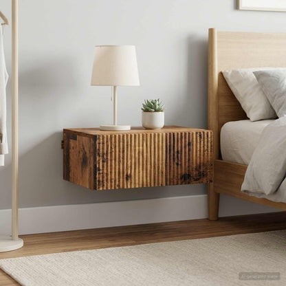 vidaXL Wall-Mounted Bedside Cabinet 2 pcs Old Wood 49 x 34.5 x 20 cm