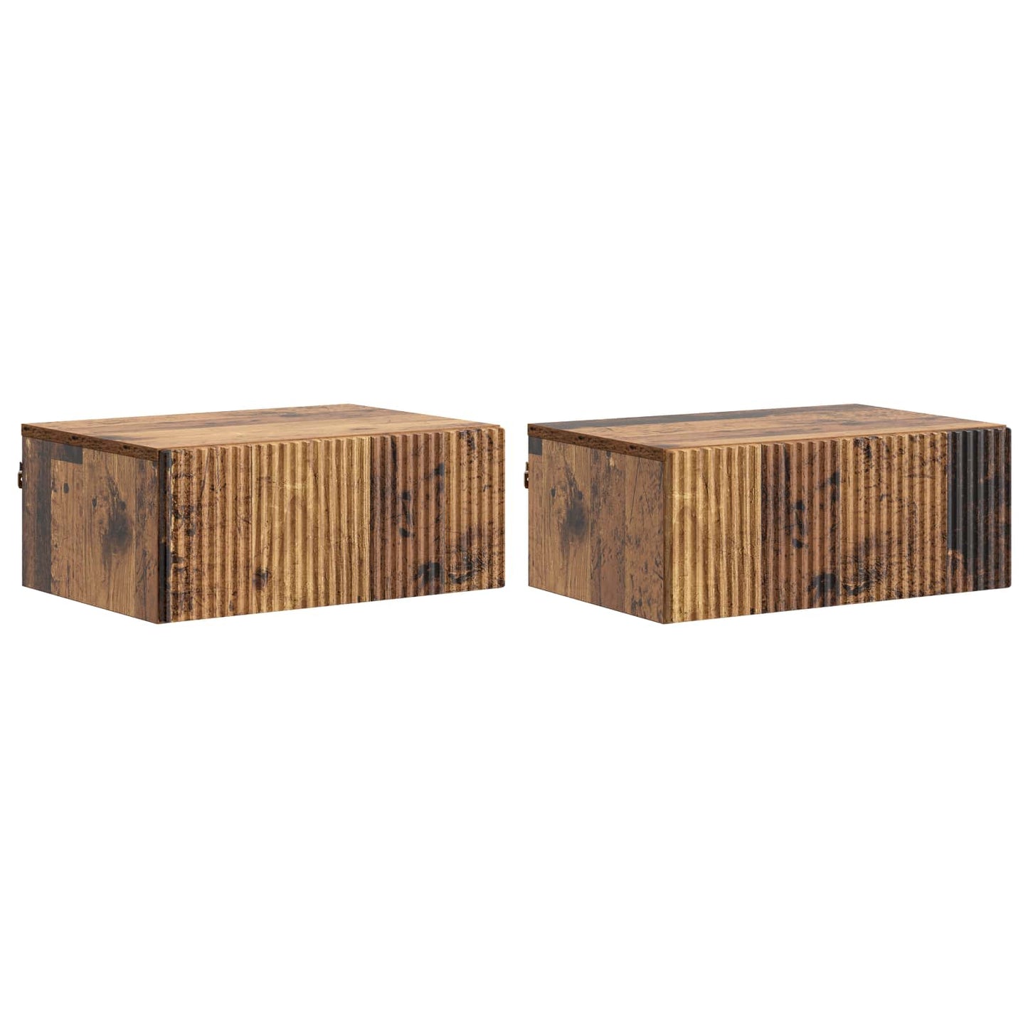 vidaXL Wall-Mounted Bedside Cabinet 2 pcs Old Wood 49 x 34.5 x 20 cm