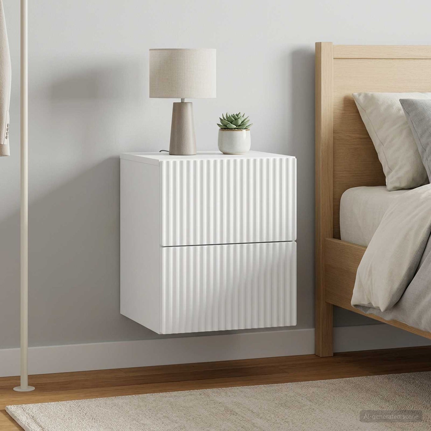 vidaXL Wall-Mounted Bedside Cabinet 2 pcs White 33 x 34.5 x 40 cm