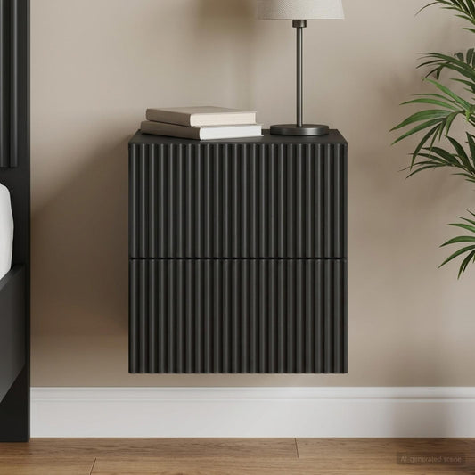 vidaXL Wall-Mounted Bedside Cabinet Black 33 x 34.5 x 40 cm