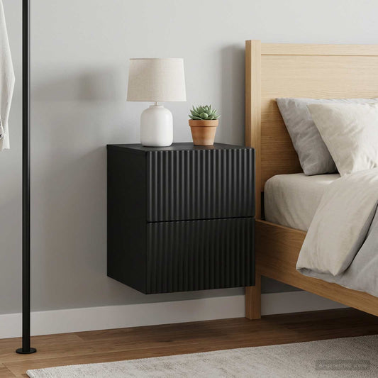 vidaXL Wall-Mounted Bedside Cabinet 2 pcs Black 33 x 34.5 x 40 cm