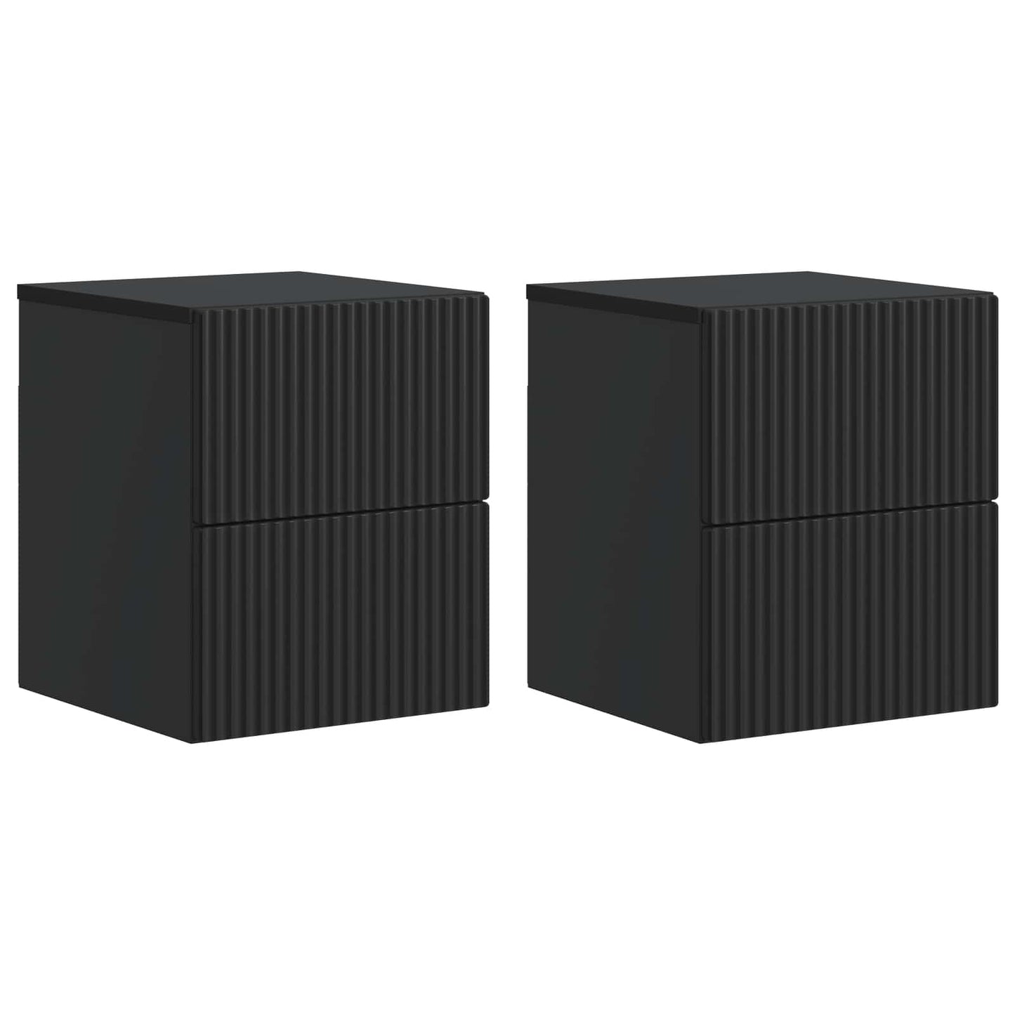 vidaXL Wall-Mounted Bedside Cabinet 2 pcs Black 33 x 34.5 x 40 cm