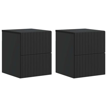 vidaXL Wall-Mounted Bedside Cabinet 2 pcs Black 33 x 34.5 x 40 cm
