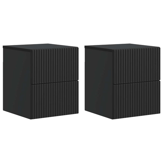 vidaXL Wall-Mounted Bedside Cabinet 2 pcs Black 33 x 34.5 x 40 cm