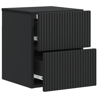 vidaXL Wall-Mounted Bedside Cabinet 2 pcs Black 33 x 34.5 x 40 cm