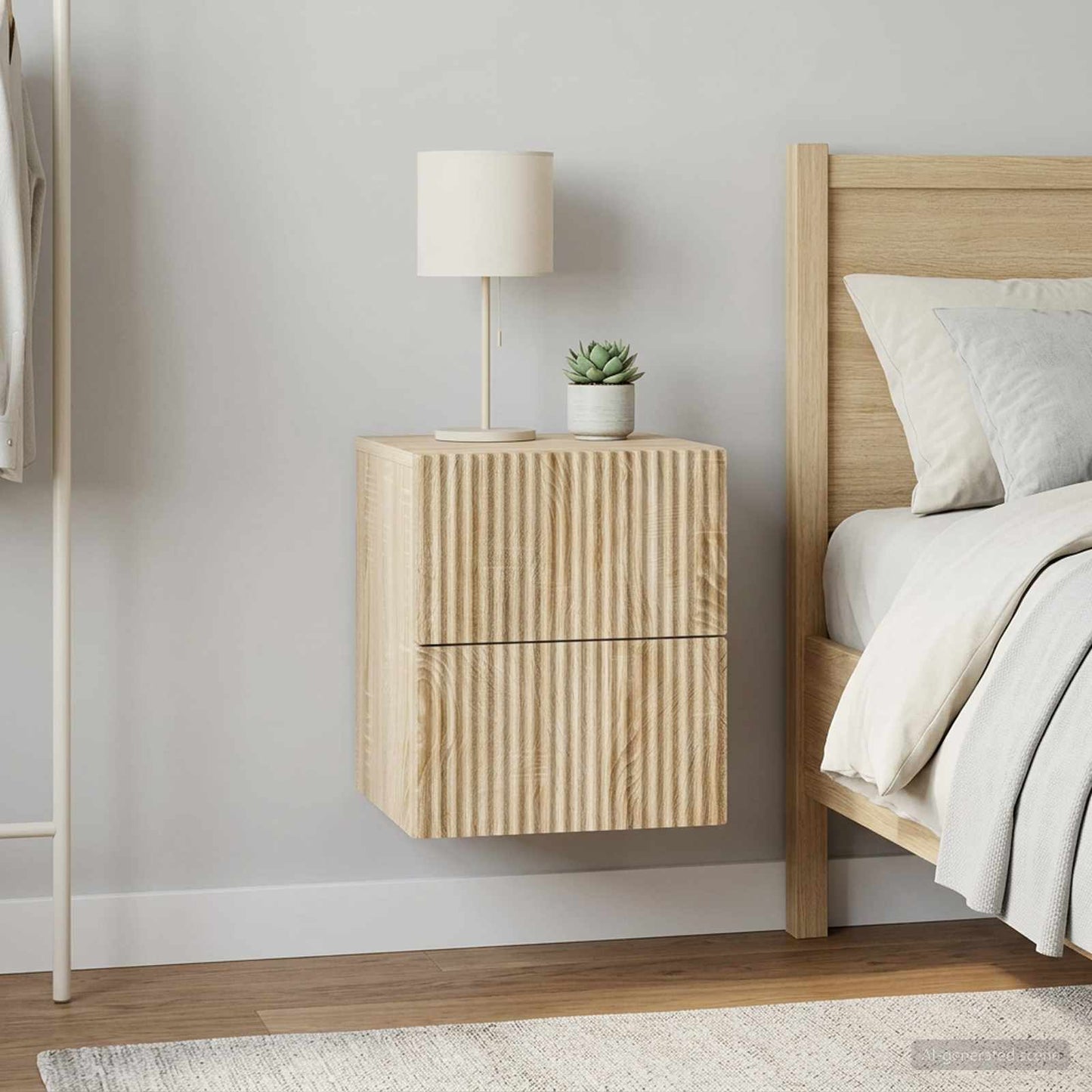 vidaXL Wall-Mounted Bedside Cabinet 2 pcs Sonoma Oak 33 x 34.5 x 40 cm
