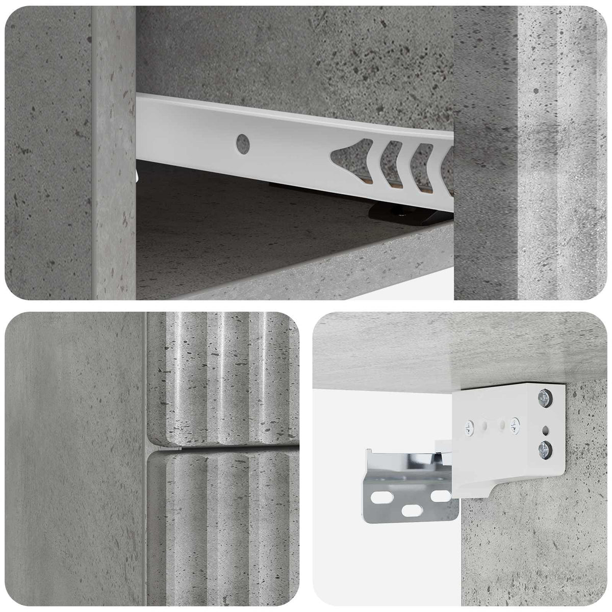 vidaXL Wall-Mounted Bedside Cabinet Concrete Grey 33 x 34.5 x 40 cm