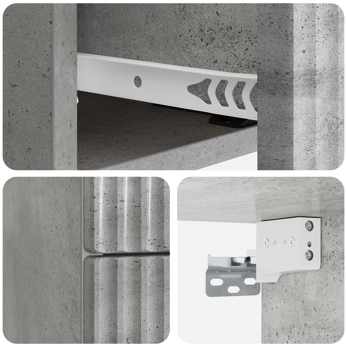 vidaXL Wall-Mounted Bedside Cabinet Concrete Grey 33 x 34.5 x 40 cm