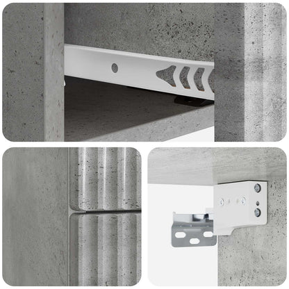 vidaXL Wall-Mounted Bedside Cabinet Concrete Grey 33 x 34.5 x 40 cm