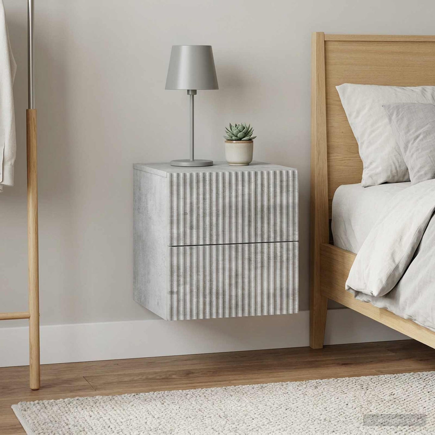 vidaXL Wall-Mounted Bedside Cabinet with Drawer 2 pcs Concrete Grey