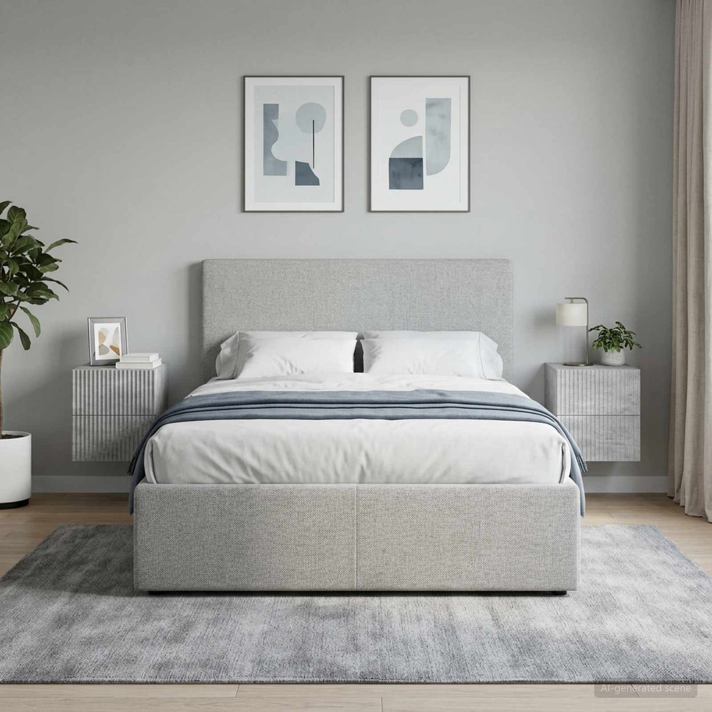 vidaXL Wall-Mounted Bedside Cabinet with Drawer 2 pcs Concrete Grey
