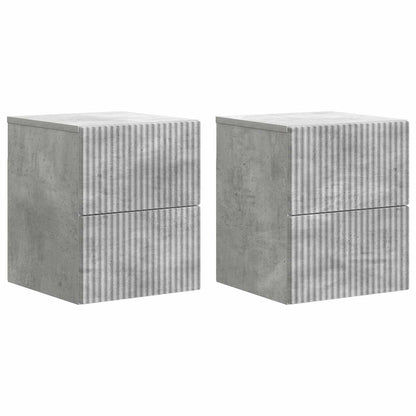vidaXL Wall-Mounted Bedside Cabinet with Drawer 2 pcs Concrete Grey