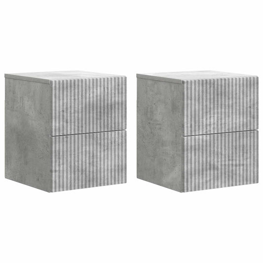 vidaXL Wall-Mounted Bedside Cabinet with Drawer 2 pcs Concrete Grey