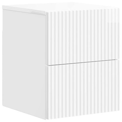 vidaXL Wall-Mounted Bedside Cabinet High Gloss White 33 x 34.5 x 40 cm