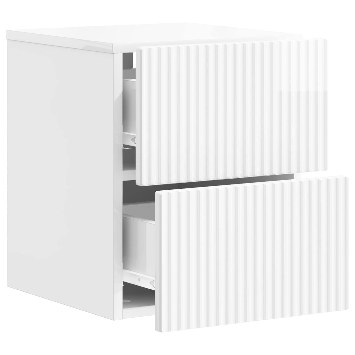 vidaXL Wall-Mounted Bedside Cabinet High Gloss White 33 x 34.5 x 40 cm