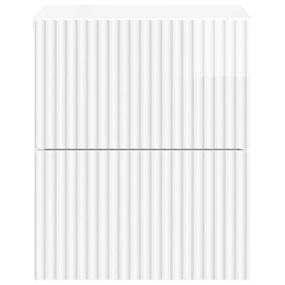 vidaXL Wall-Mounted Bedside Cabinet High Gloss White 33 x 34.5 x 40 cm