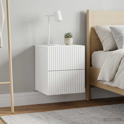 vidaXL Wall-Mounted Bedside Cabinet with Drawer 2 pcs High Gloss White