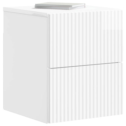 vidaXL Wall-Mounted Bedside Cabinet with Drawer 2 pcs High Gloss White