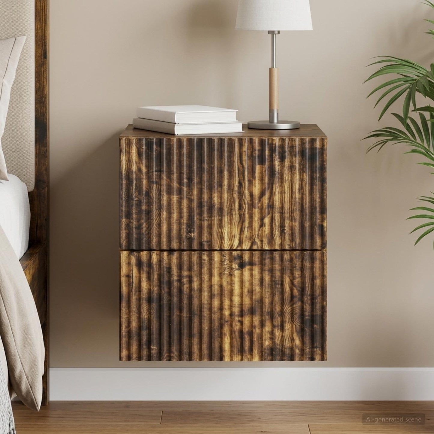 vidaXL Wall-Mounted Bedside Cabinet Smoked Oak 33 x 34.5 x 40 cm