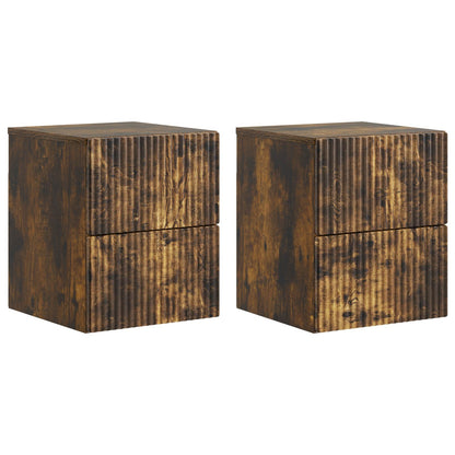 vidaXL Wall-Mounted Bedside Cabinet 2 pcs Smoked Oak 33 x 34.5 x 40 cm