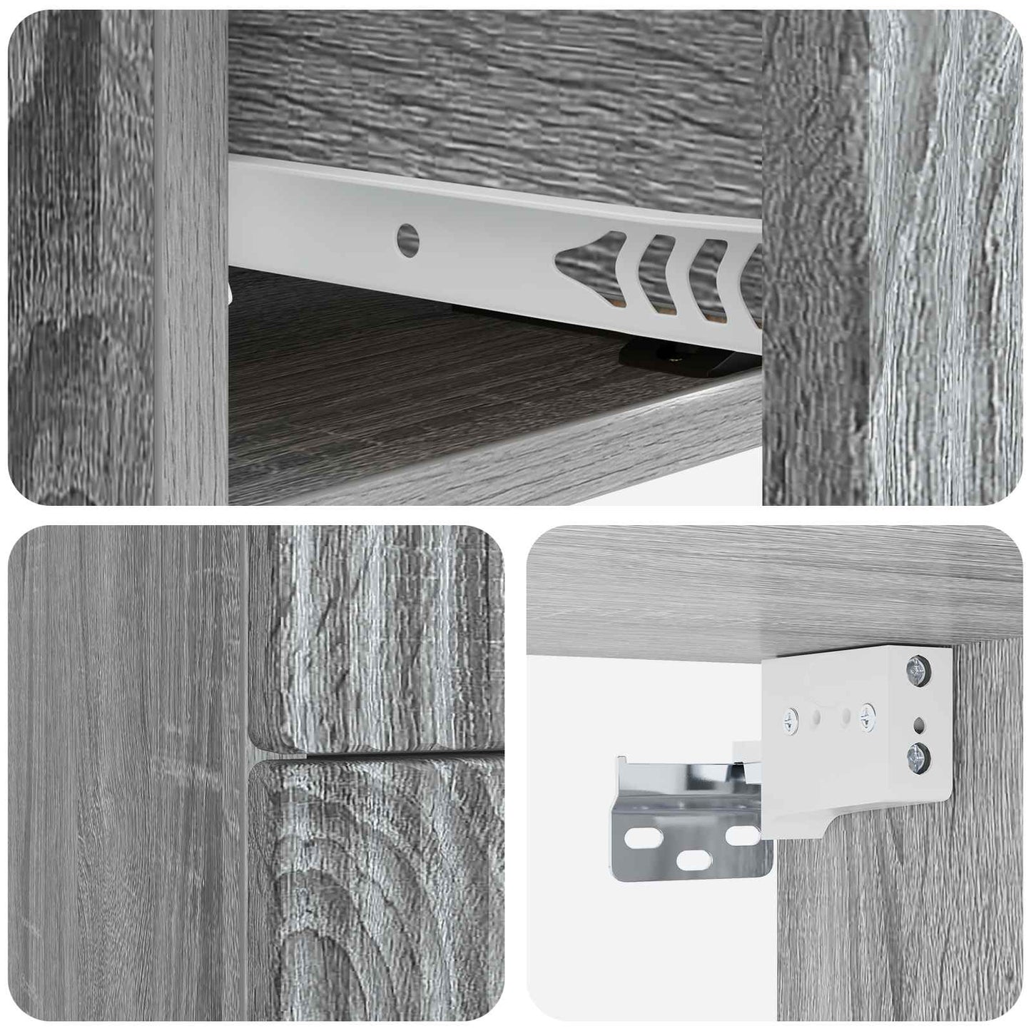 vidaXL Wall-Mounted Bedside Cabinet Grey Sonoma 33 x 34.5 x 40 cm