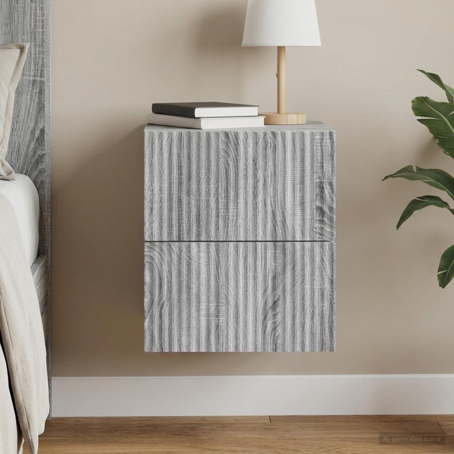 vidaXL Wall-Mounted Bedside Cabinet Grey Sonoma 33 x 34.5 x 40 cm