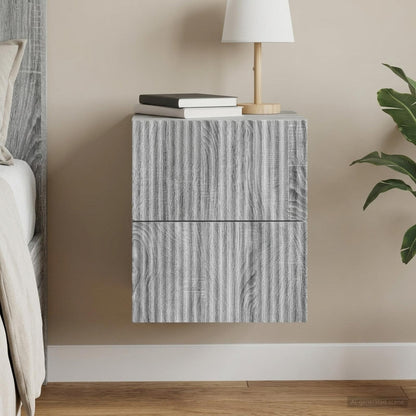 vidaXL Wall-Mounted Bedside Cabinet Grey Sonoma 33 x 34.5 x 40 cm