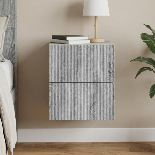 vidaXL Wall-Mounted Bedside Cabinet Grey Sonoma 33 x 34.5 x 40 cm