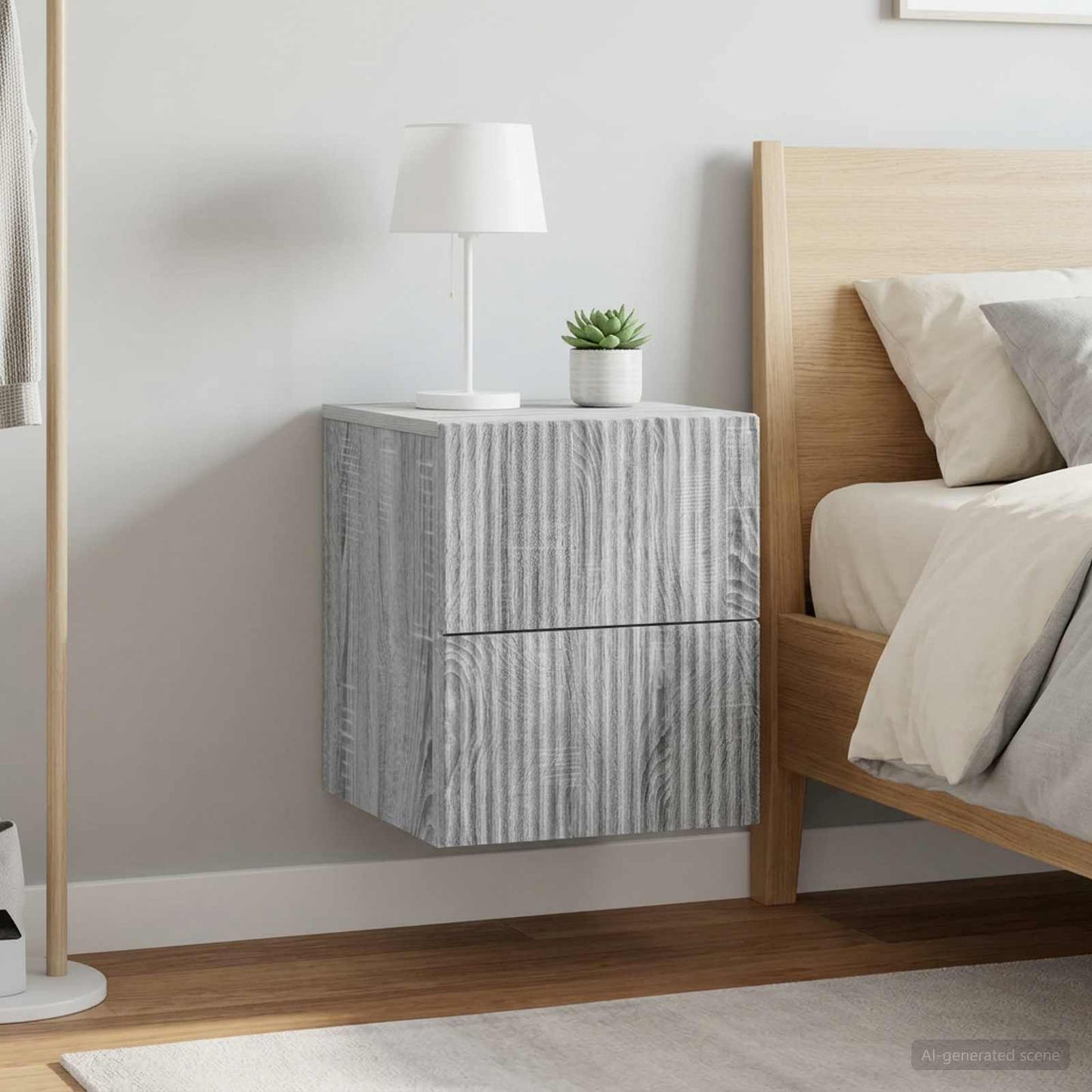 vidaXL Wall-Mounted Bedside Cabinet 2 pcs Grey Sonoma Engineered Wood