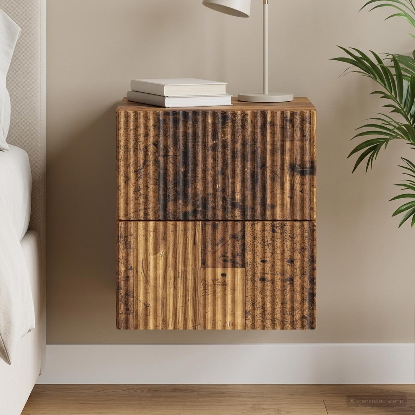 vidaXL Wall-Mounted Bedside Cabinet Old Wood 33 x 34.5 x 40 cm