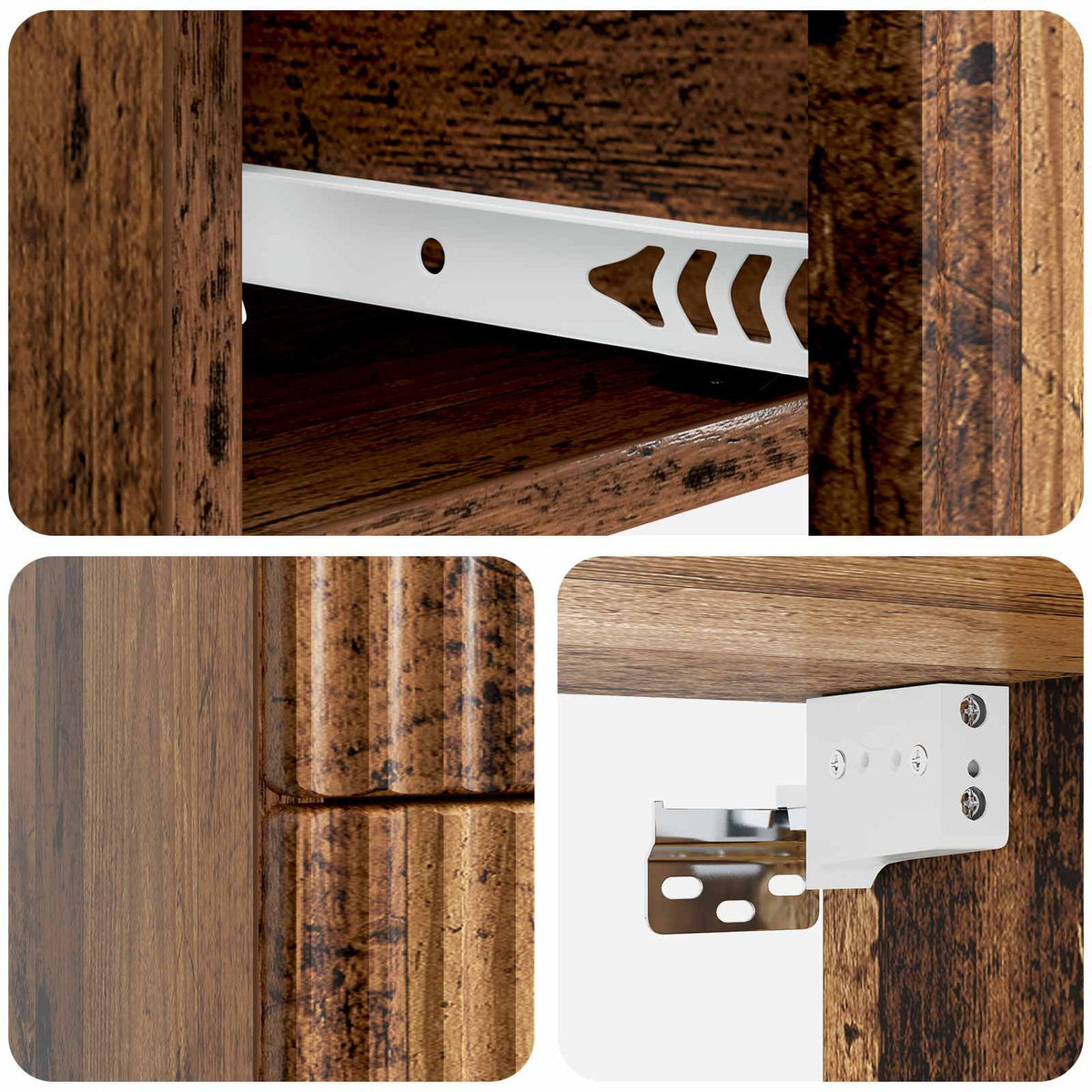 vidaXL Wall-Mounted Bedside Cabinet 2 pcs Old Wood 33 x 34.5 x 40 cm