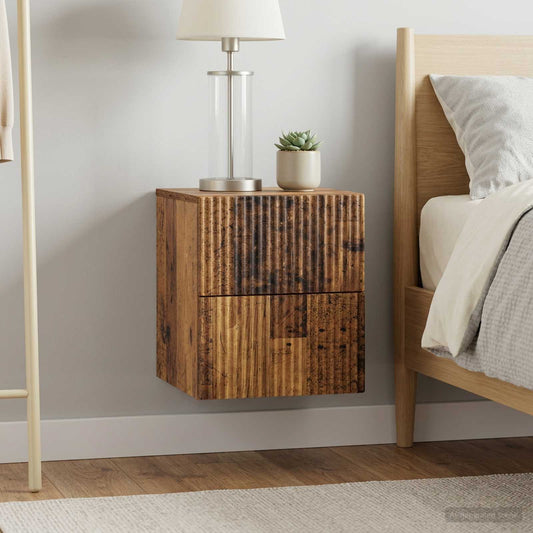 vidaXL Wall-Mounted Bedside Cabinet 2 pcs Old Wood 33 x 34.5 x 40 cm