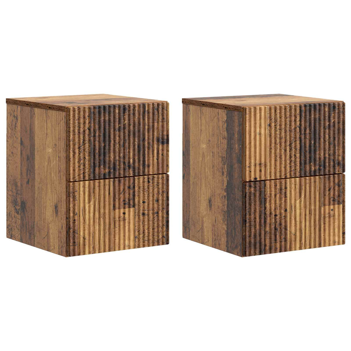 vidaXL Wall-Mounted Bedside Cabinet 2 pcs Old Wood 33 x 34.5 x 40 cm