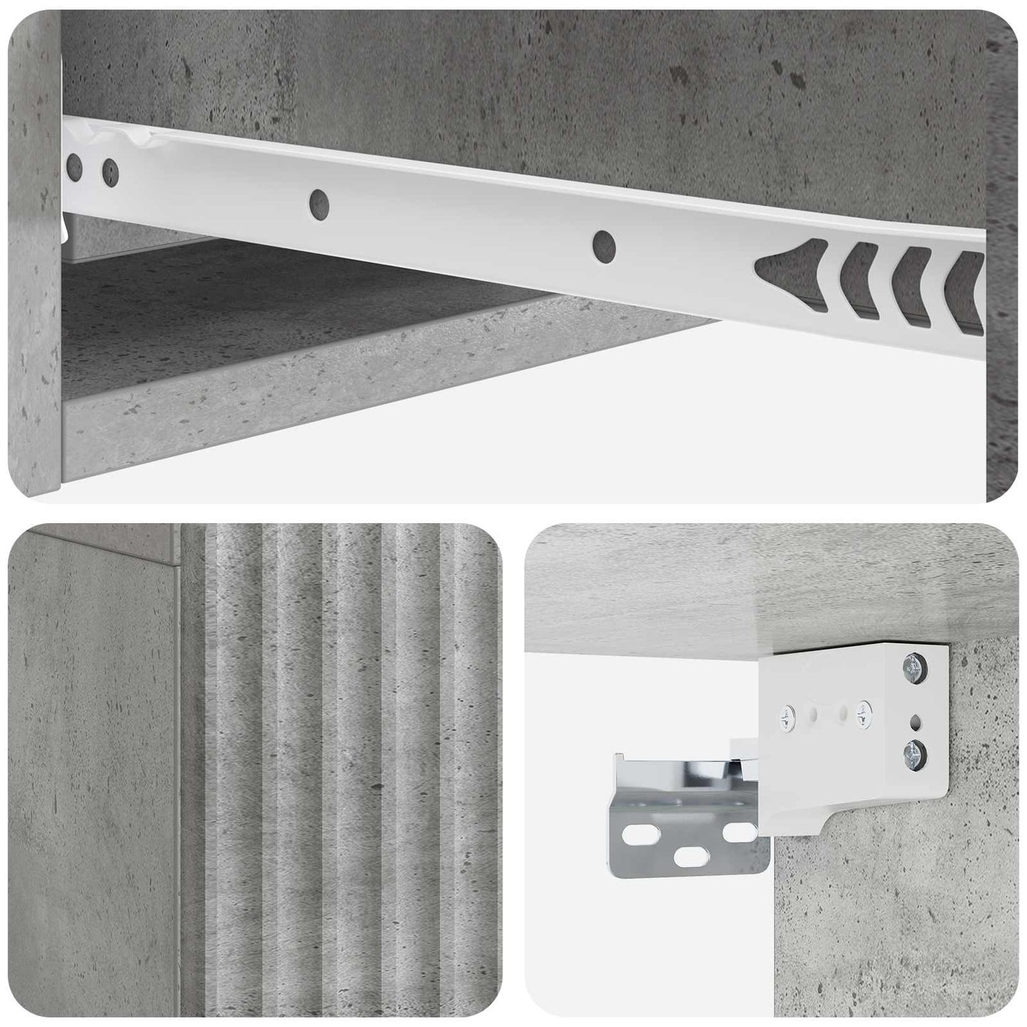 vidaXL Wall-Mounted Side Table Concrete Grey 59 x 34.5 x 17 cm