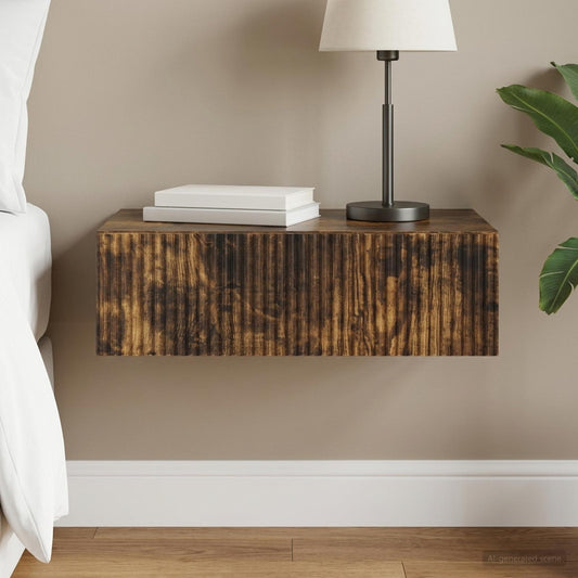vidaXL Wall-Mounted Side Table Smoked Oak 59 x 34.5 x 17 cm