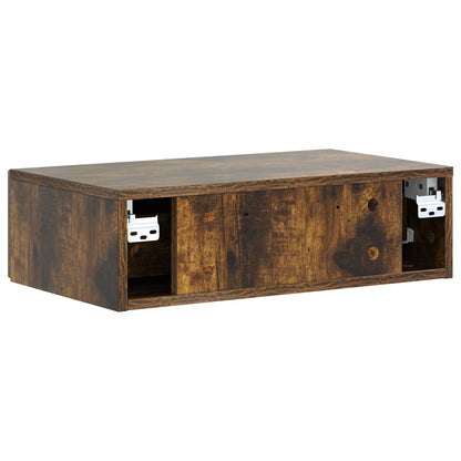 vidaXL Wall-Mounted Side Table Smoked Oak 59 x 34.5 x 17 cm