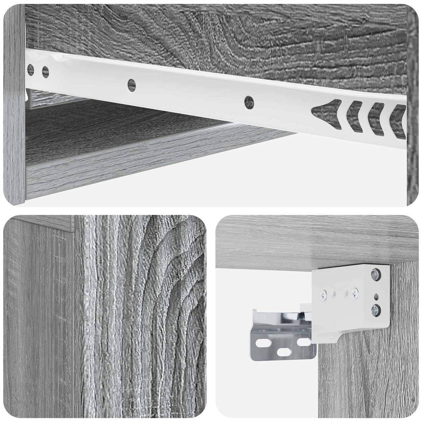 vidaXL Wall-Mounted Side Table Grey Sonoma 59 x 34.5 x 17 cm