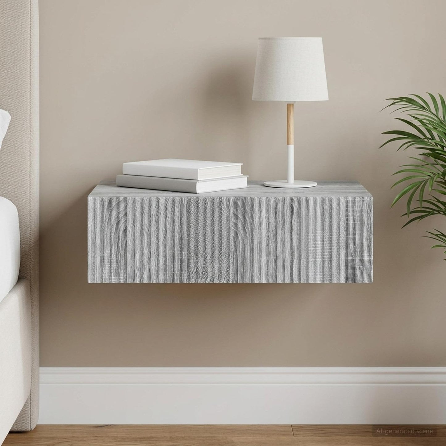 vidaXL Wall-Mounted Side Table Grey Sonoma 59 x 34.5 x 17 cm