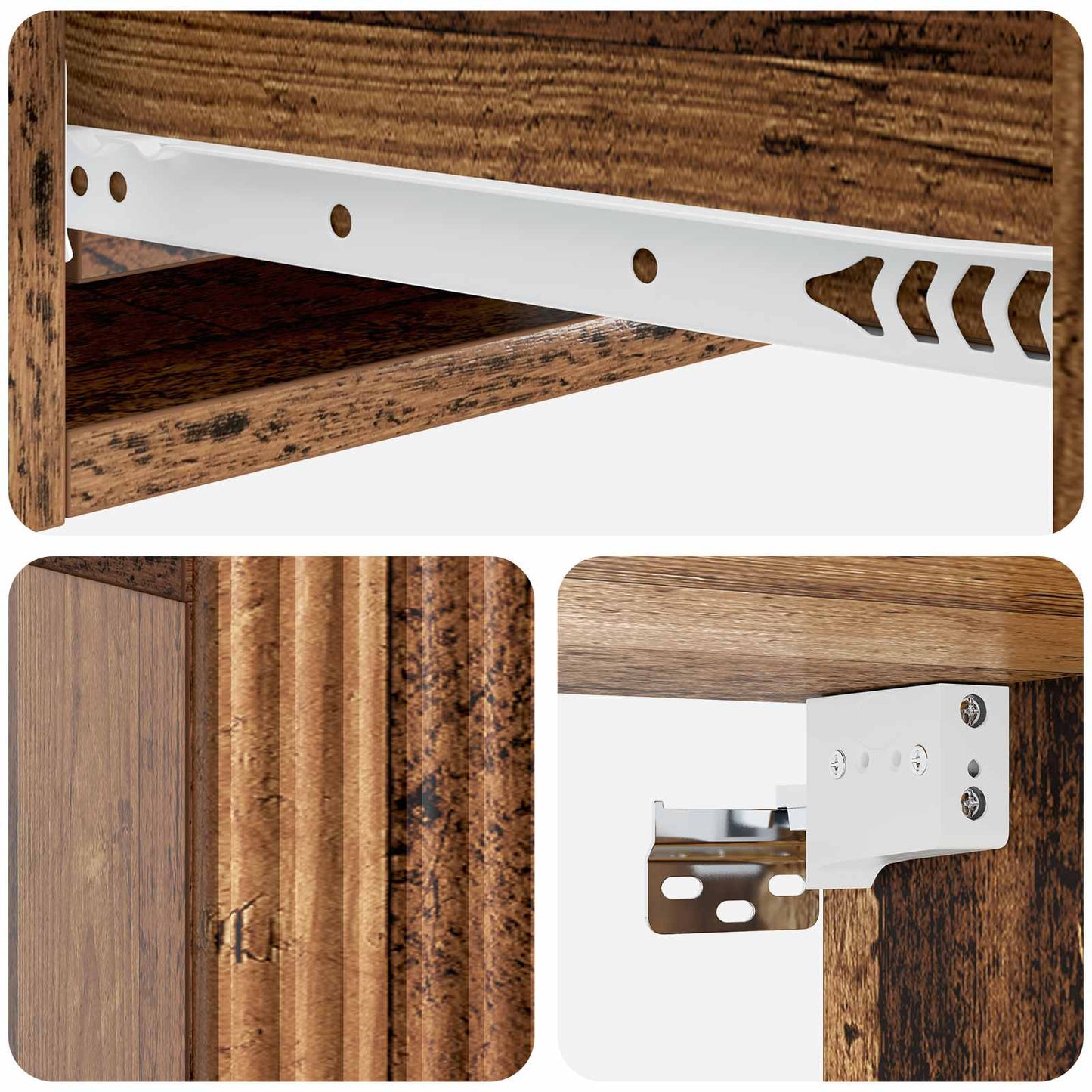 vidaXL Wall-Mounted Side Table Wall-mounted Old Wood 59 x 34.5 x 17 cm