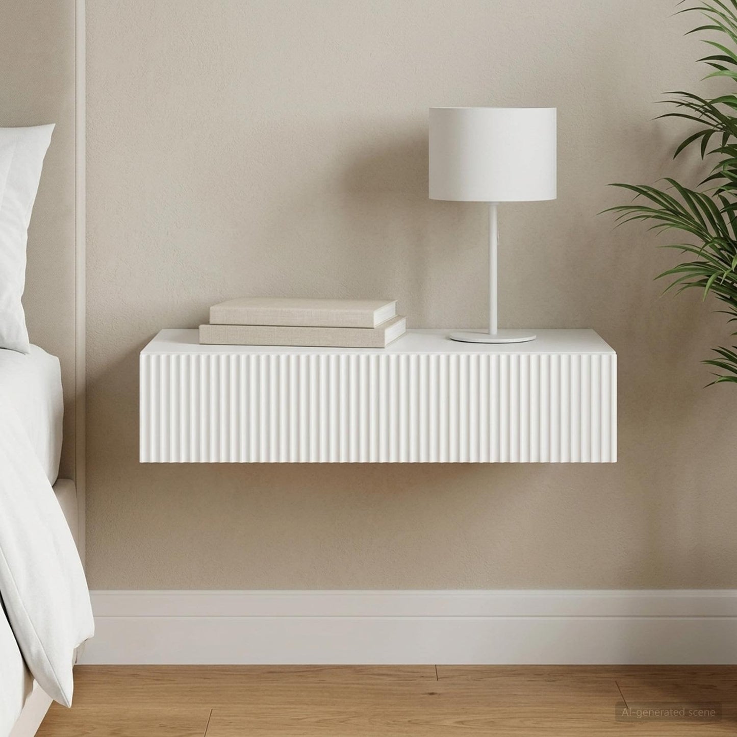 vidaXL Wall-Mounted Side Table Wall-mounted White 87.5 x 34.5 x 17 cm
