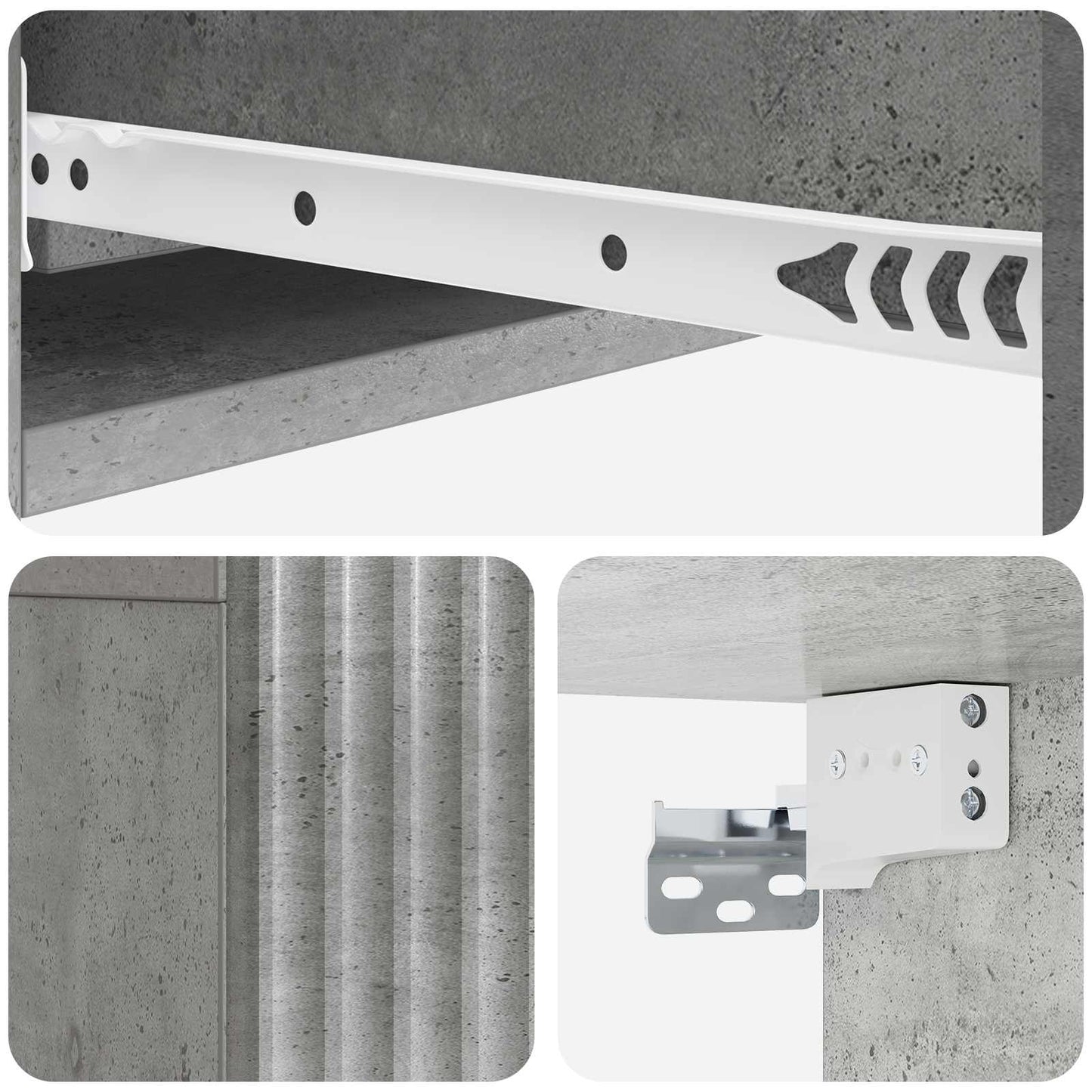 vidaXL Wall-Mounted Side Table Concrete Grey 87.5 x 34.5 x 17 cm