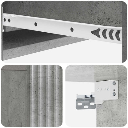vidaXL Wall-Mounted Side Table Concrete Grey 87.5 x 34.5 x 17 cm
