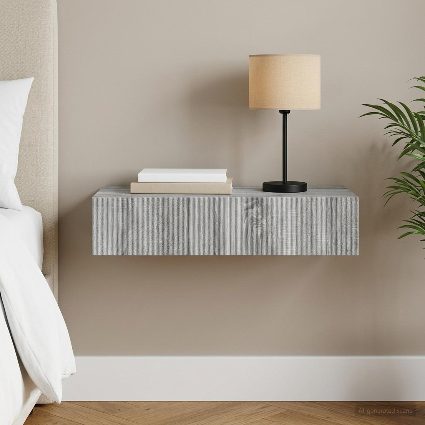 vidaXL Wall-Mounted Side Table Grey Sonoma 87.5 x 34.5 x 17 cm