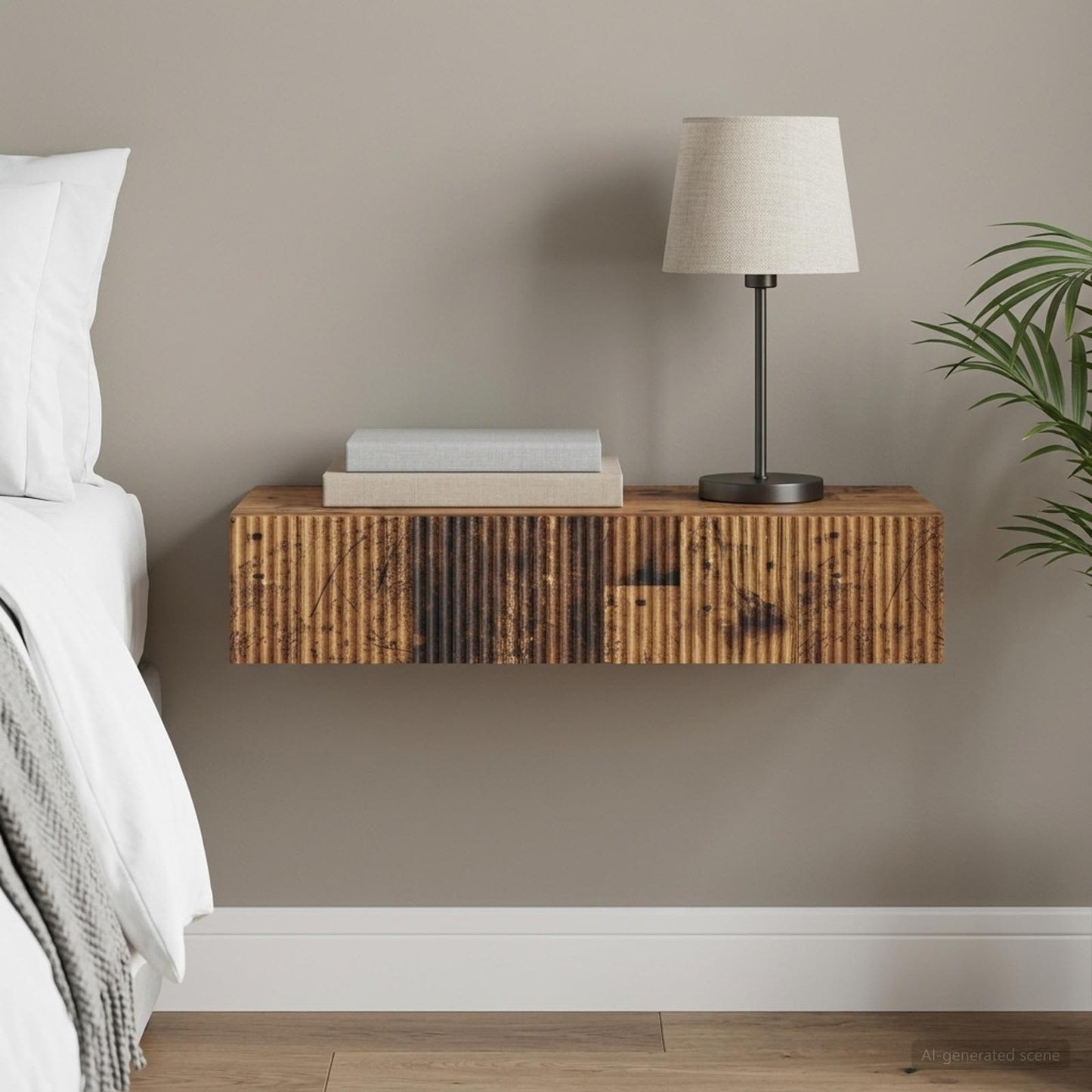 vidaXL Wall-Mounted Side Table Old Wood 87.5 x 34.5 x 17 cm