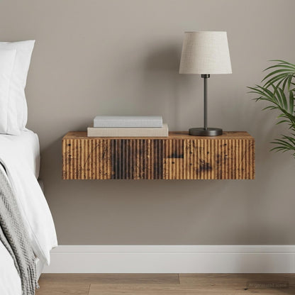 vidaXL Wall-Mounted Side Table Old Wood 87.5 x 34.5 x 17 cm
