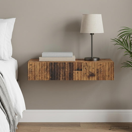 vidaXL Wall-Mounted Side Table Old Wood 87.5 x 34.5 x 17 cm