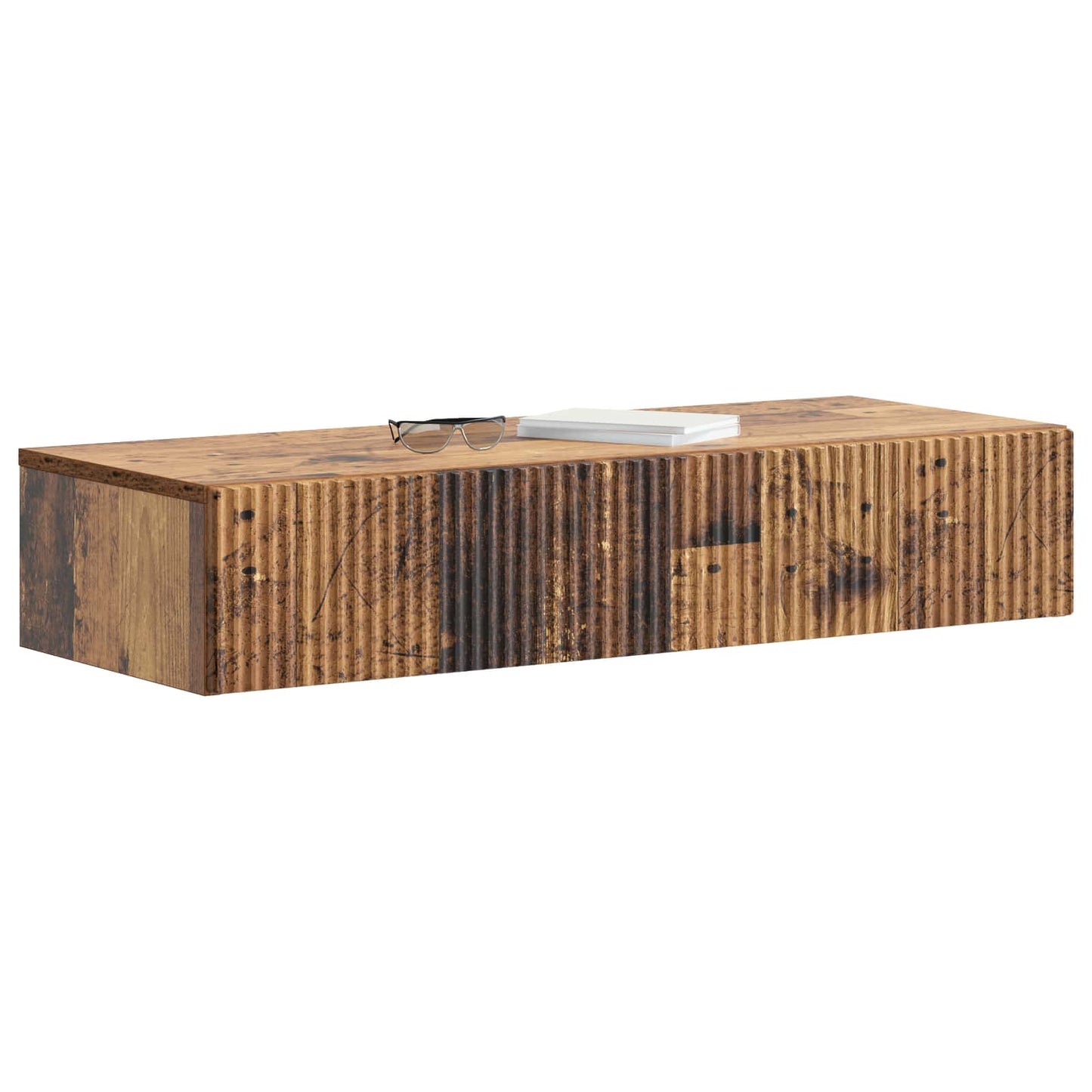 vidaXL Wall-Mounted Side Table Old Wood 87.5 x 34.5 x 17 cm